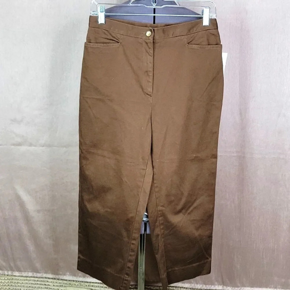 JONES SPORT SATEEN L-POCKET Stretch Brown Capri Pants Size 8 - Picture 1 of 6